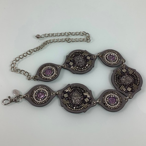 Chico’s Beaded Medallions Leather Chain adjustable belt size OSFA EUC main image 6